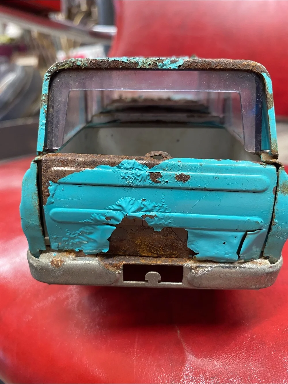 Tonka Metal Toy Van in Turquoise with Gold Wheels